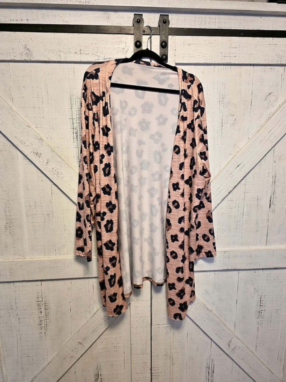 SHEIN Plus Size Leopard Print Button Front Cardigan Pink & Black 3XL